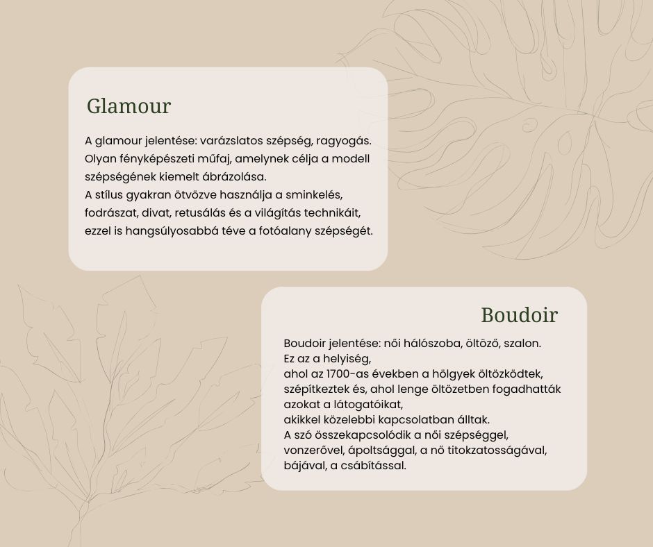 boudoir és glamour különbségek